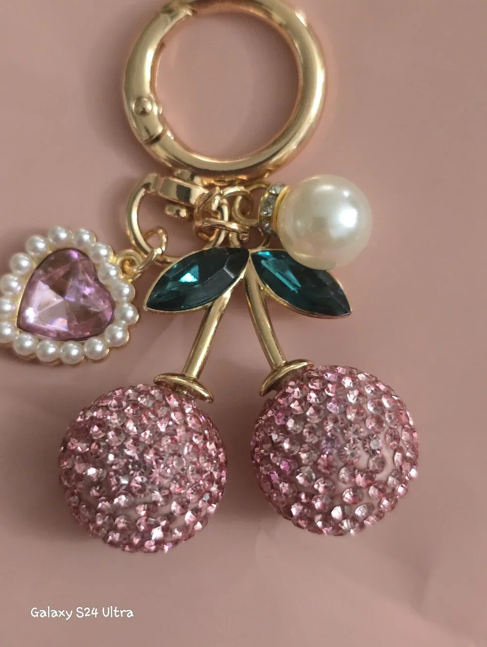 Cherry Heart Bag Charm/ Keychain NEW